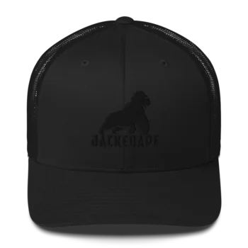 Mesh Trucker Cap White Logo - breathable mesh back, and adjustable snap closure | JackedApe