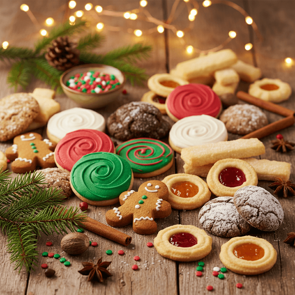 Festive Christmas cookies assortment