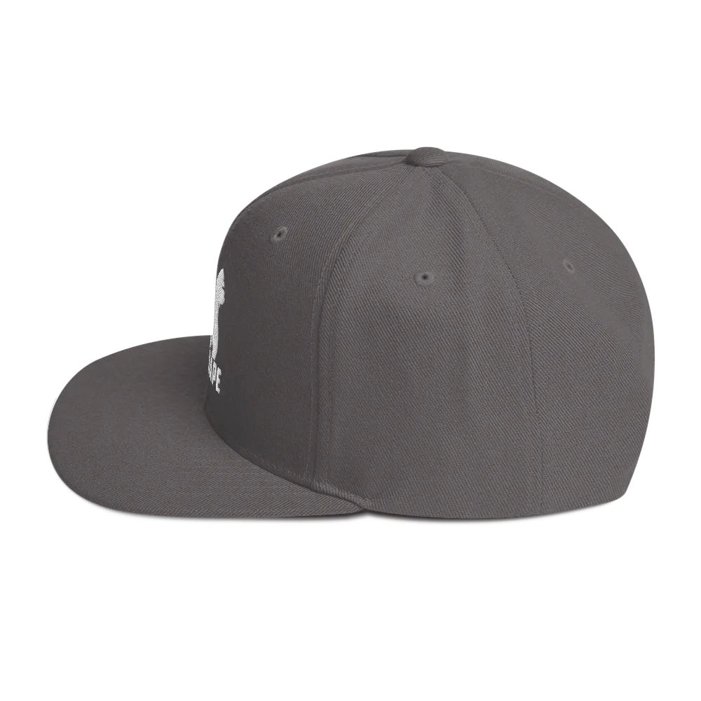 Flat Brim Snapback Hat White Logo - Image 3