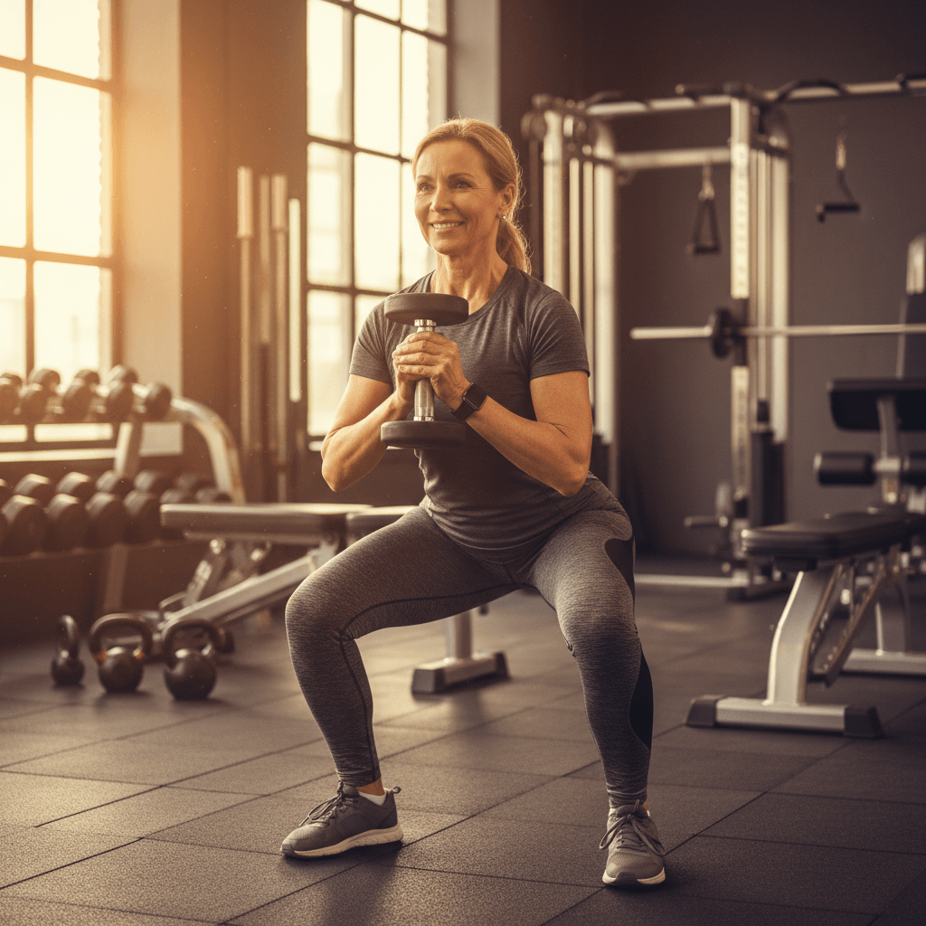 Athletic older adult goblet squat