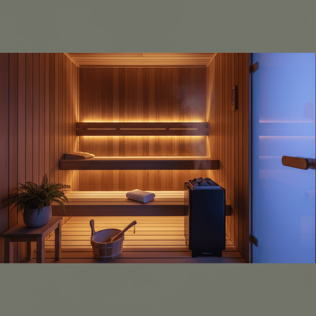 Cozy home sauna interior