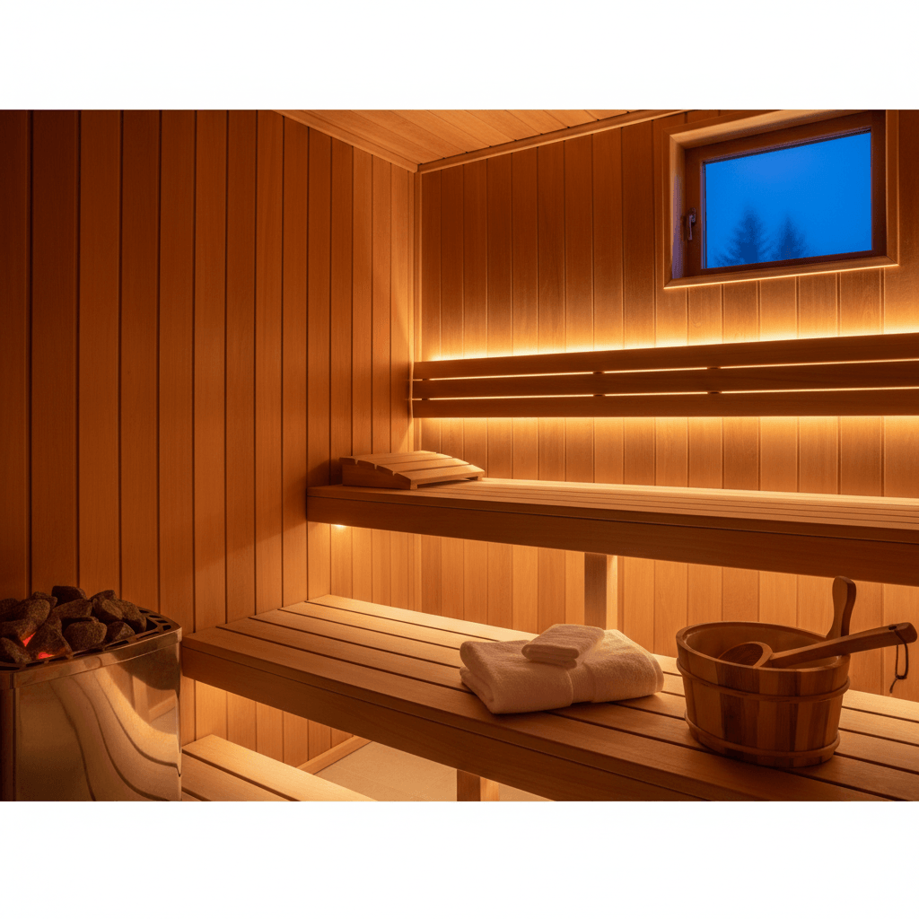 Cozy home sauna interior