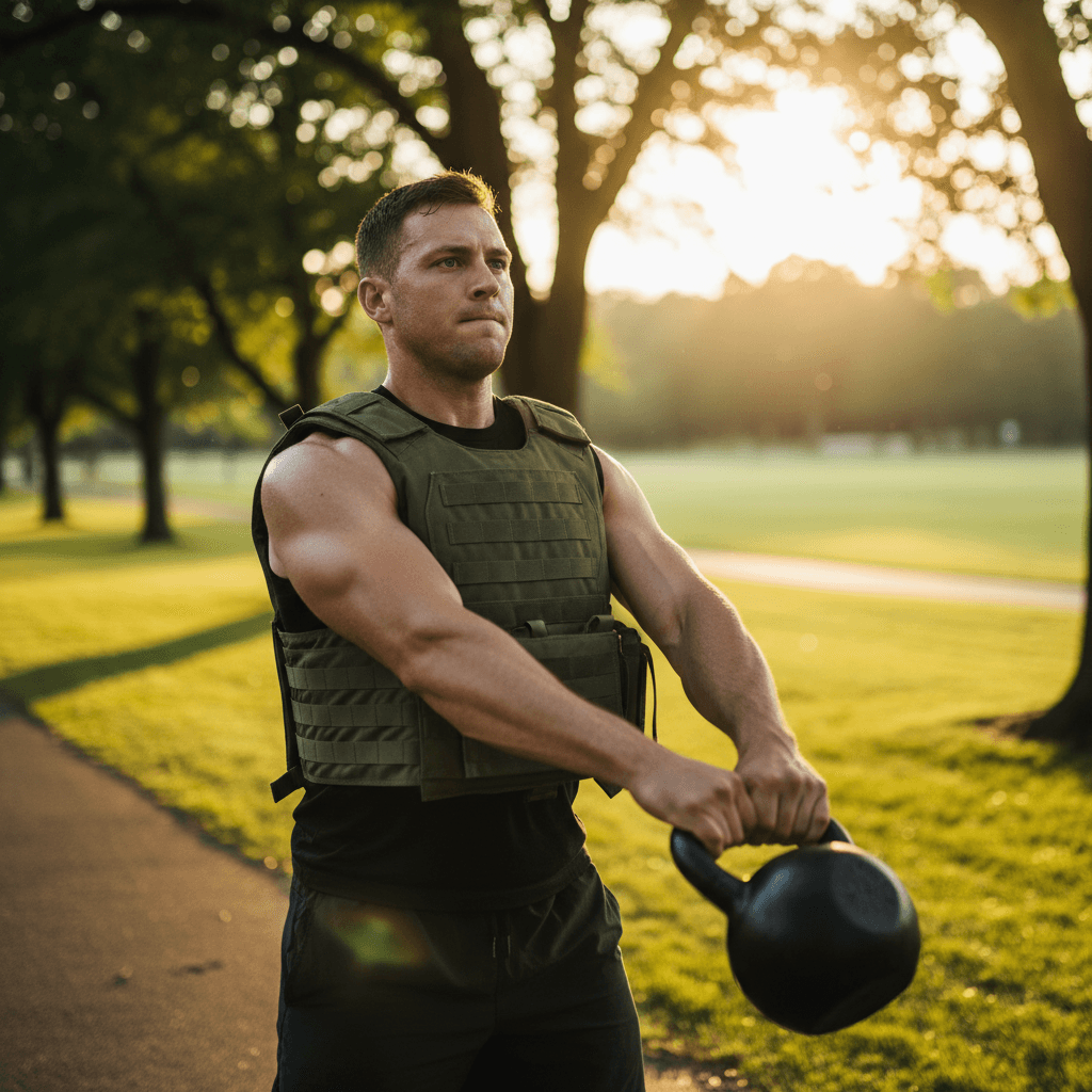 Person training with a weighted vest