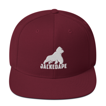 Flat Brim Snapback Hat White Logo